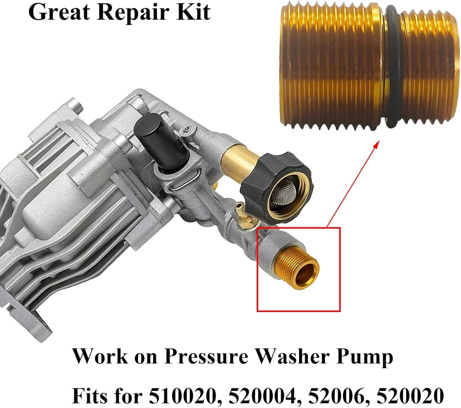2 Pack 7110264 Water Oulet Kit for Axial Cam Pressure Washer Pump, Gold