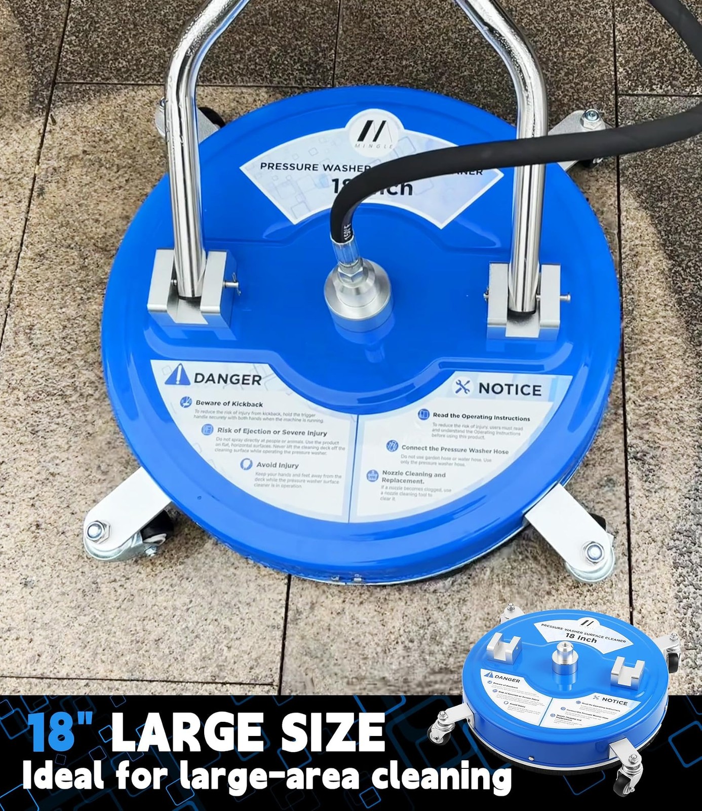 M MINGLE 18” Pressure Washer Surface Cleaner, 4500 PSI Surface Cleaner Power …