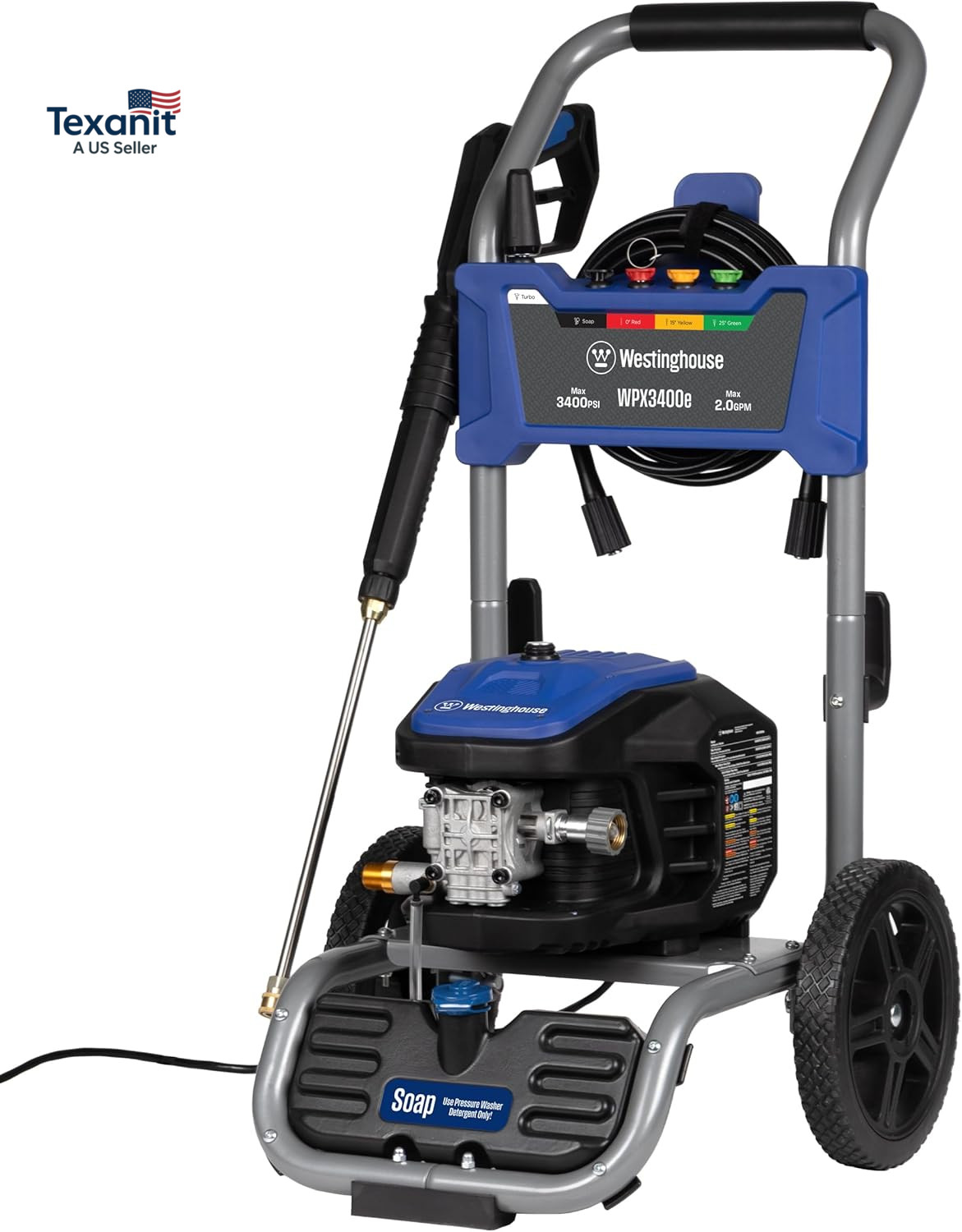 Wpx3400E Electric Pressure Washer, 3400 Max PSI and 2.0 Max GPM, Brushless Motor