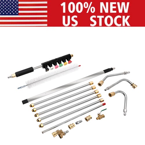 24″ Radiator Cleaning Wand With 25° Fan Nozzles +Pressure Washer Extension Wand