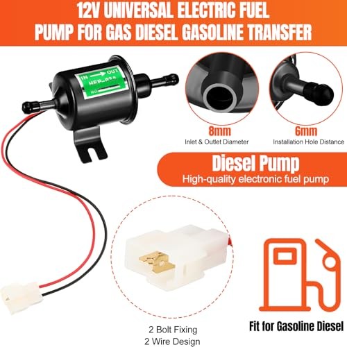 2 Pcs Electric Fuel Pump Kit 12v Universal Low Pressure 4-7 Psi Gas Black,Gold
