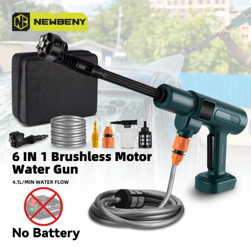 NEWBENY 200Bar Brushless High Pressure Car Washer Gun 6 in 1 Electric Garden Was