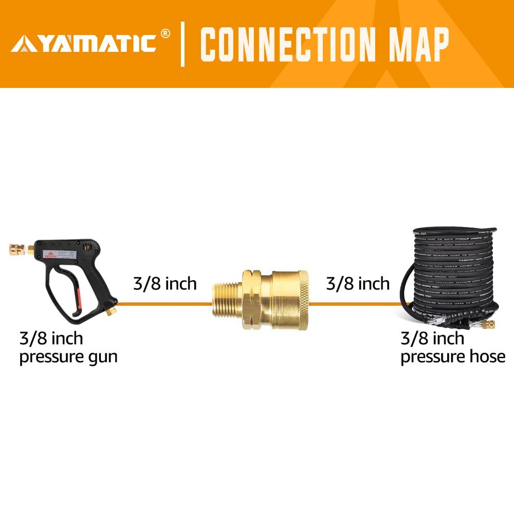 YAMATIC 5000 psi Pressure Washer Adapter Couplers 3/8” Quick Connect Socket