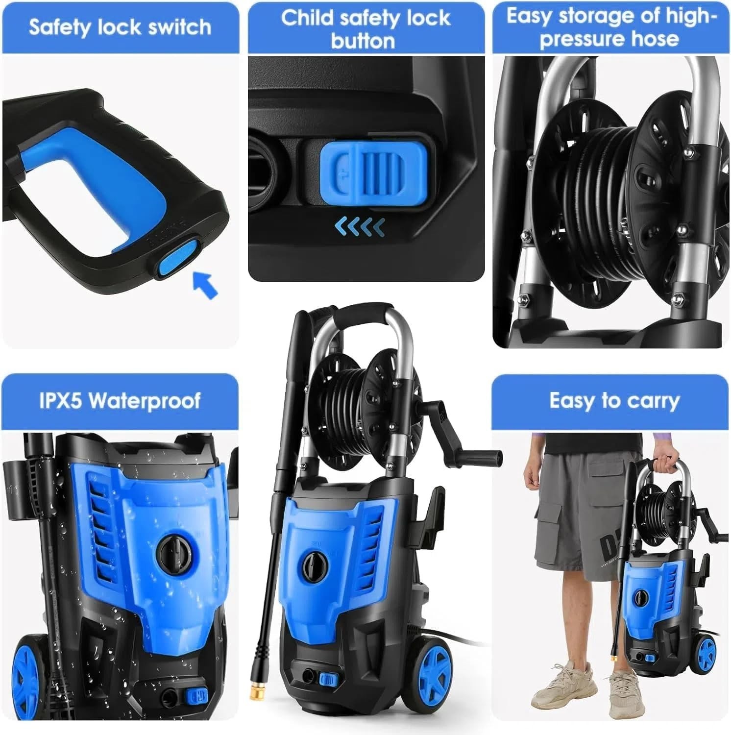 Upgrade Your Cleaning: 3.8 GPM Pressure Washer with 4 Nozzles and Soap Tank