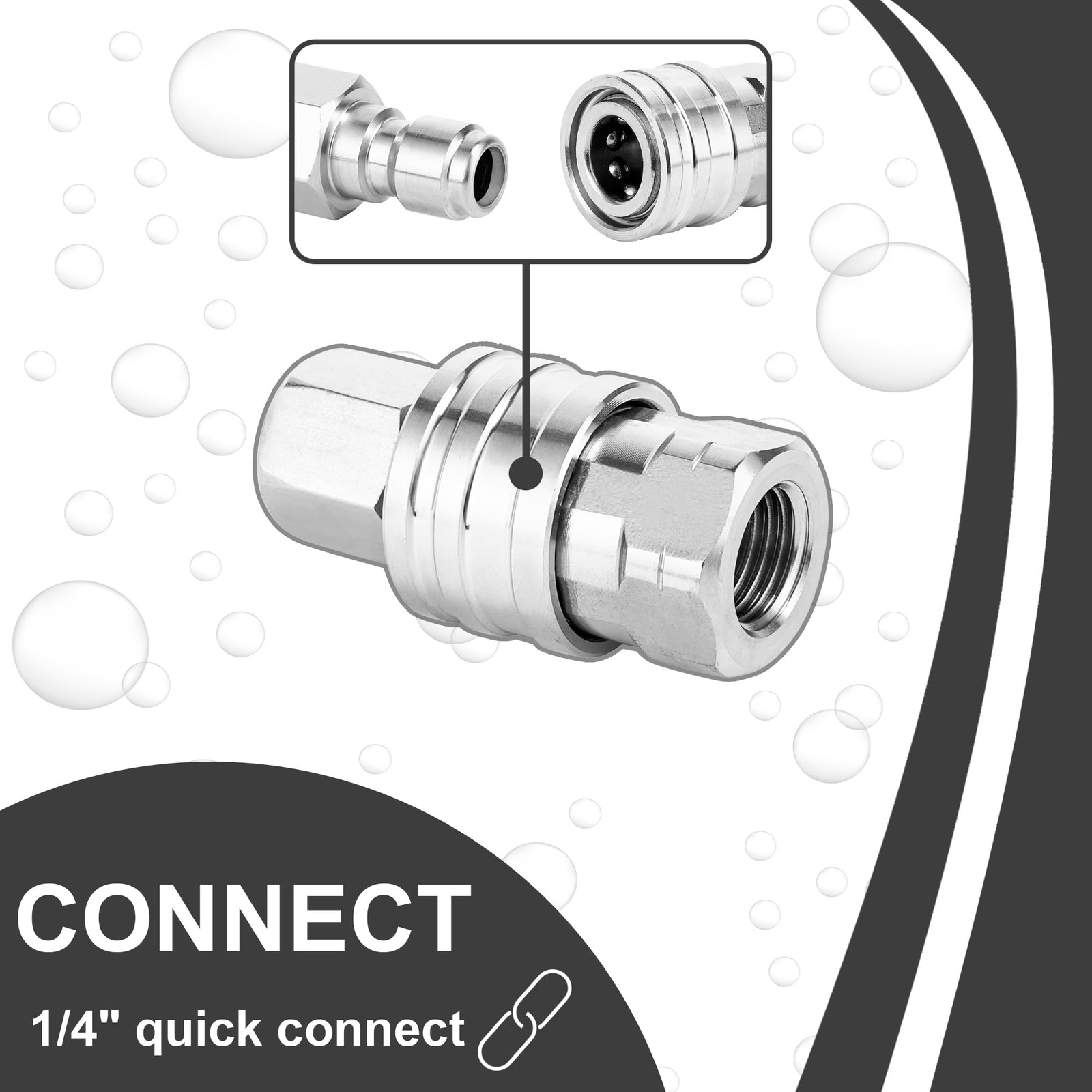 1/4 Inch Quick Connect Pressure Washer Fitting Adapter Female Male NPT Steel