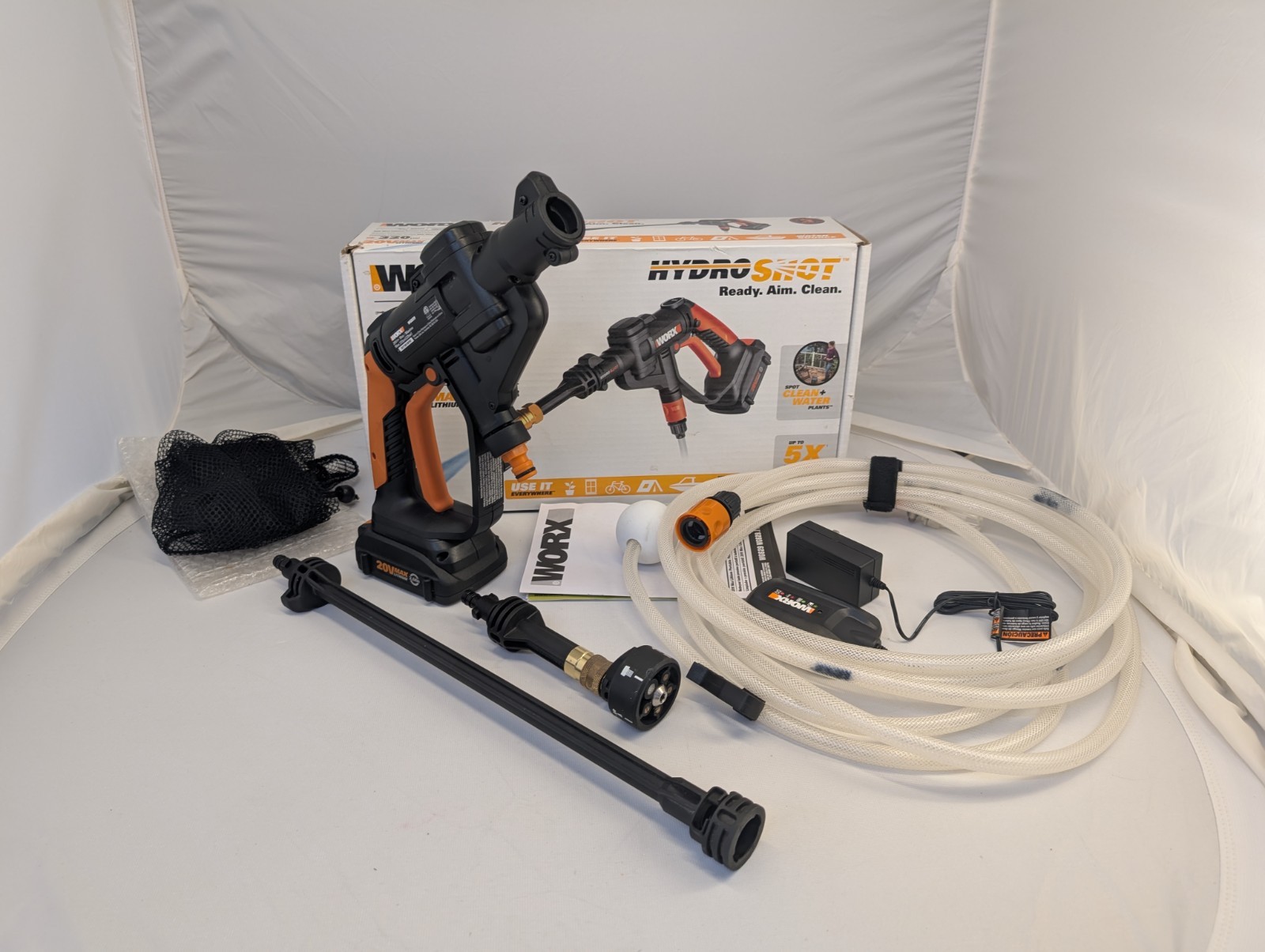 WORX Hydroshot 20V Cordless Portable Power Cleaner WG629/320 PSI