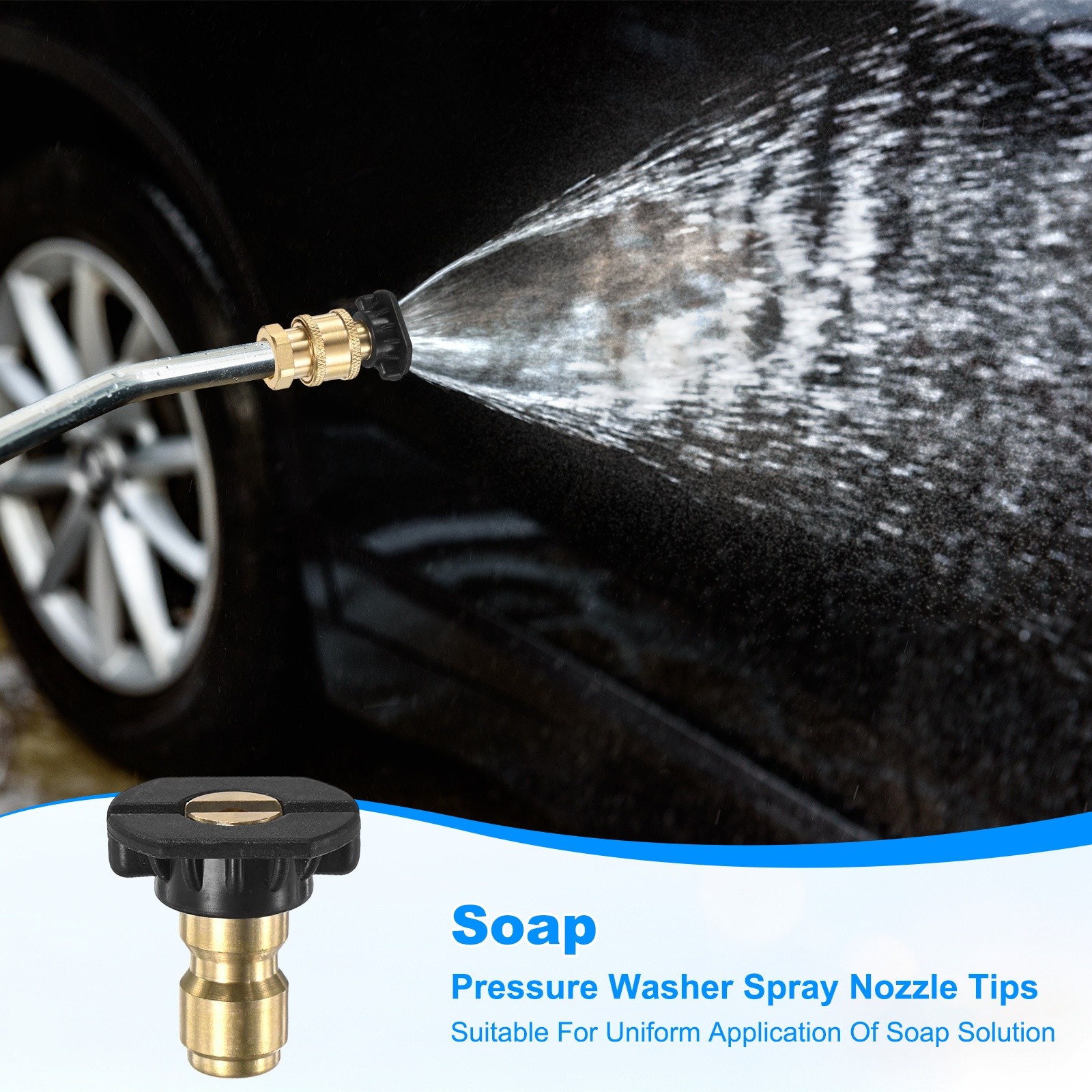 10PCS Soap Pressure Washer Nozzle Tips, 1/4 Inch Quick Connect, 4000PSI [Black]