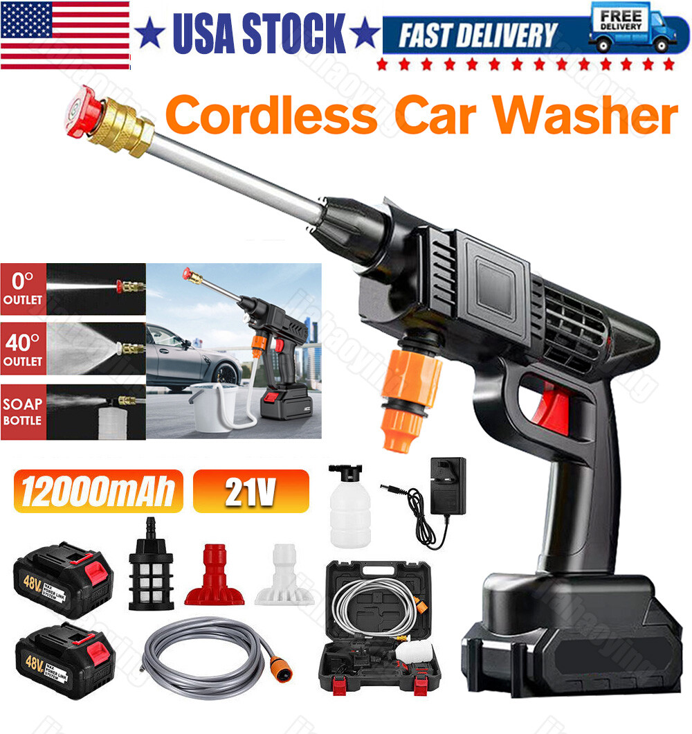 Cordless Electric High Pressure Water Spray Gun Portable Car Washer Cleaner Tool