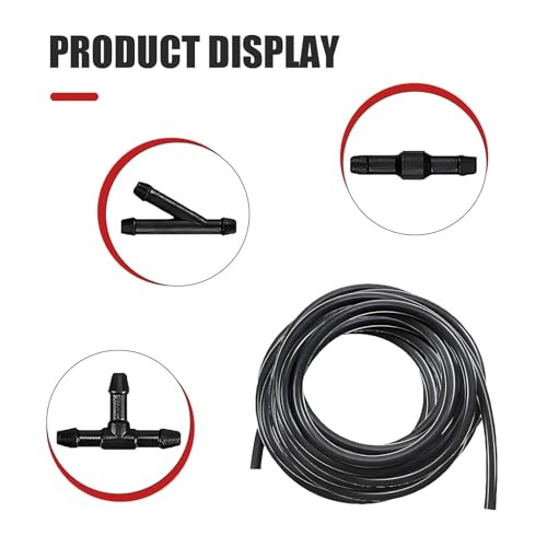 30 PCS Windshield Washer Hose Kit, 13.1Ft Flexible Rubber Tubing with T-Type Y