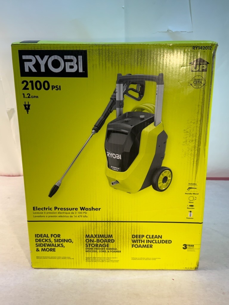 Ryobi RY142012 2100 PSI Corded Electric Cold Water Pressure Washer w/ Foamer