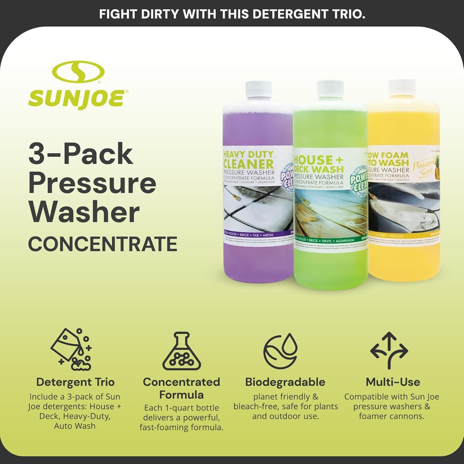 3-Pack Pressure Washer Concentrate Multi-Scent 1 Gal Each – House & Deck Wash