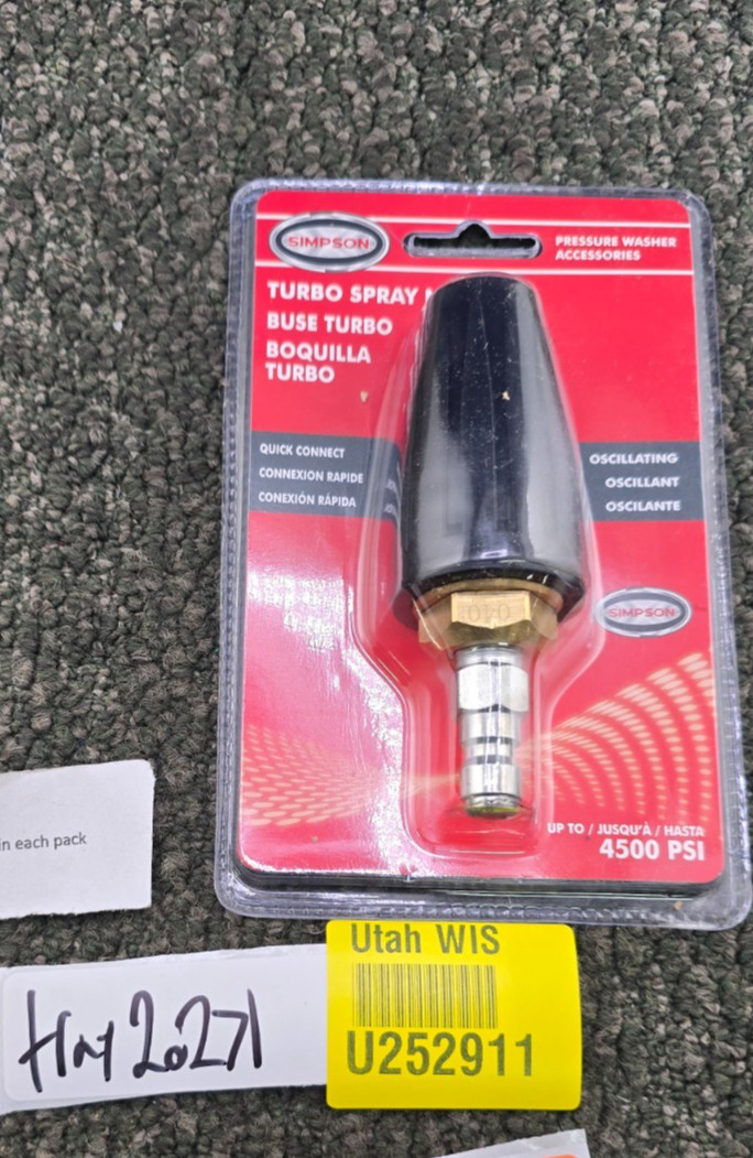 Simpson 80144 1/4-inch Turbo Pressure Washer Spray Nozzle 4500 PSI, 4.0 Orifice