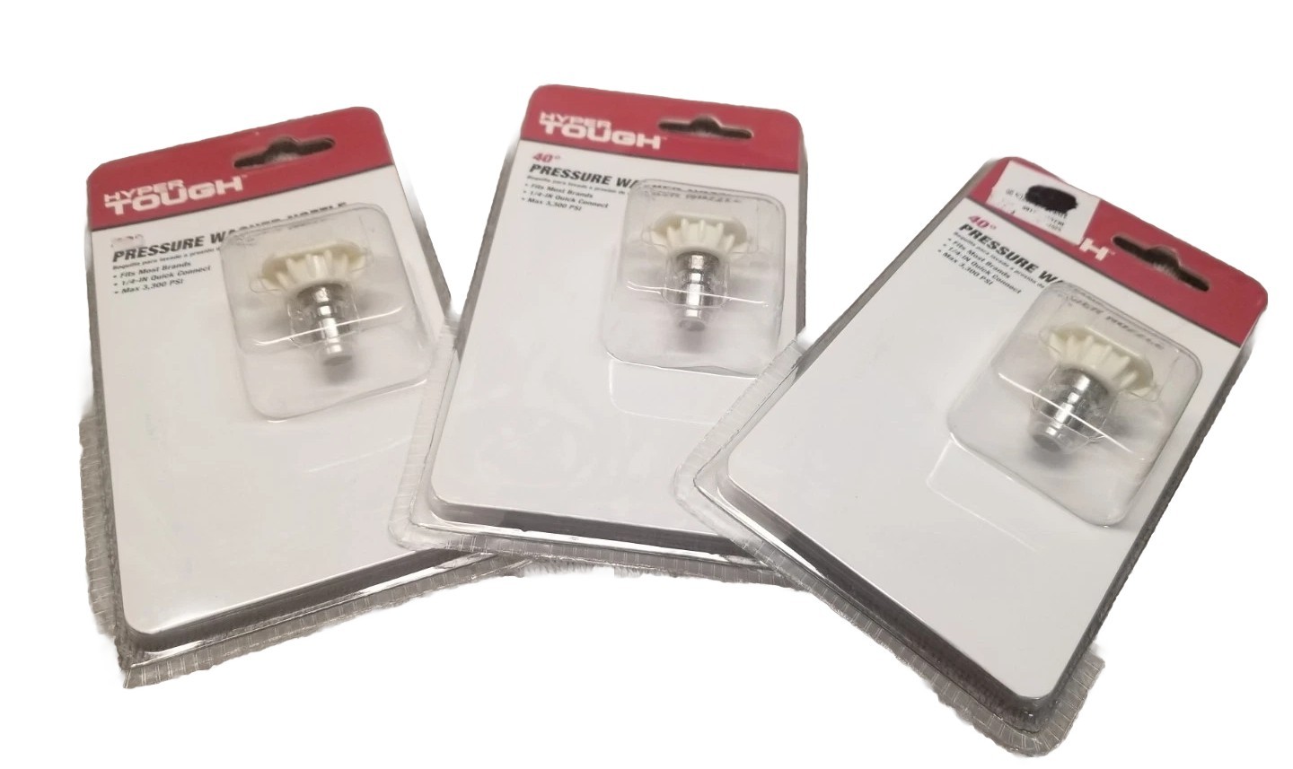 NEW Hyper Tough 40 Deg. Pressure Washer Nozzle, Fit Most Power Washers Lot of 3