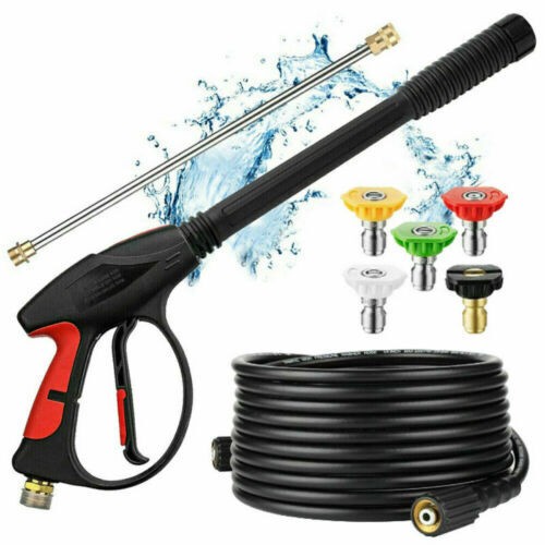 High Pressure Power Washer Spray Gun Wand Lance 1/4” Nozzle Tips Hose Kit M22