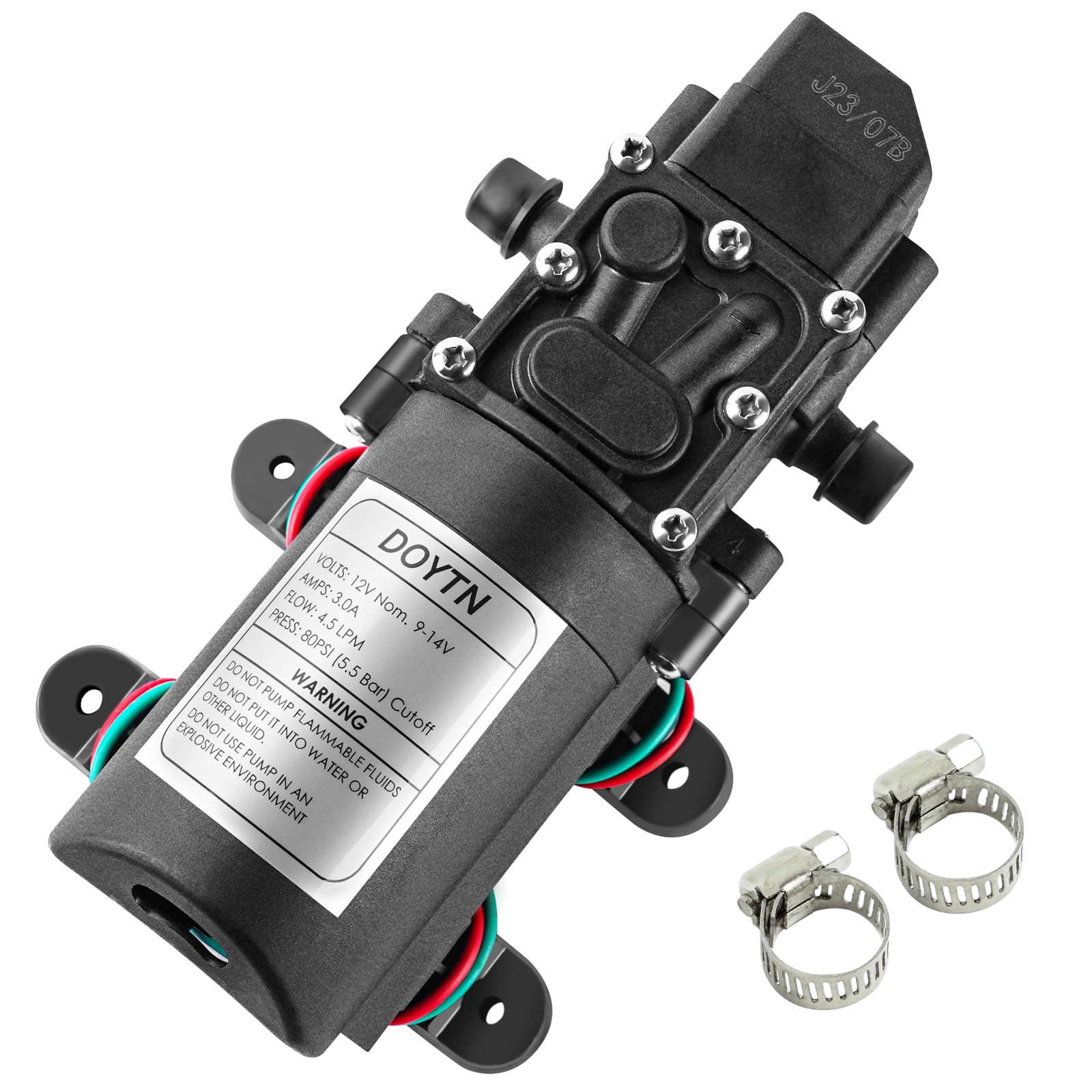 12V DC 1.2 GPM 80 PSI Self Priming Diaphragm Water Sprayer Pump RV Camper
