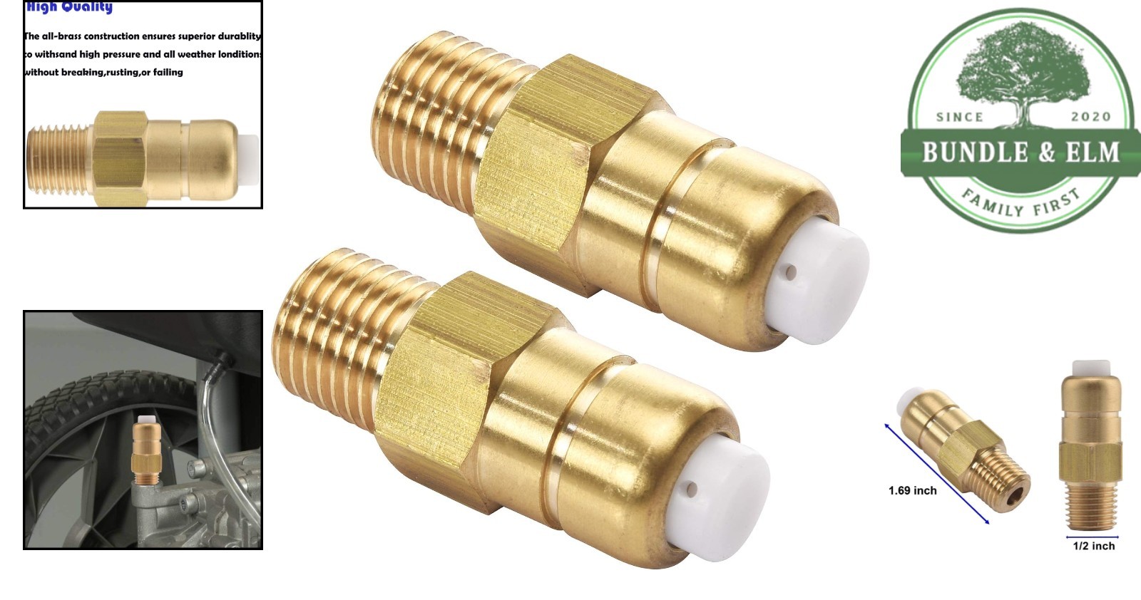 Thermal Relief Valve, 1/4 Inch NPT for Safe Pressure Washer Operation, 2 Count