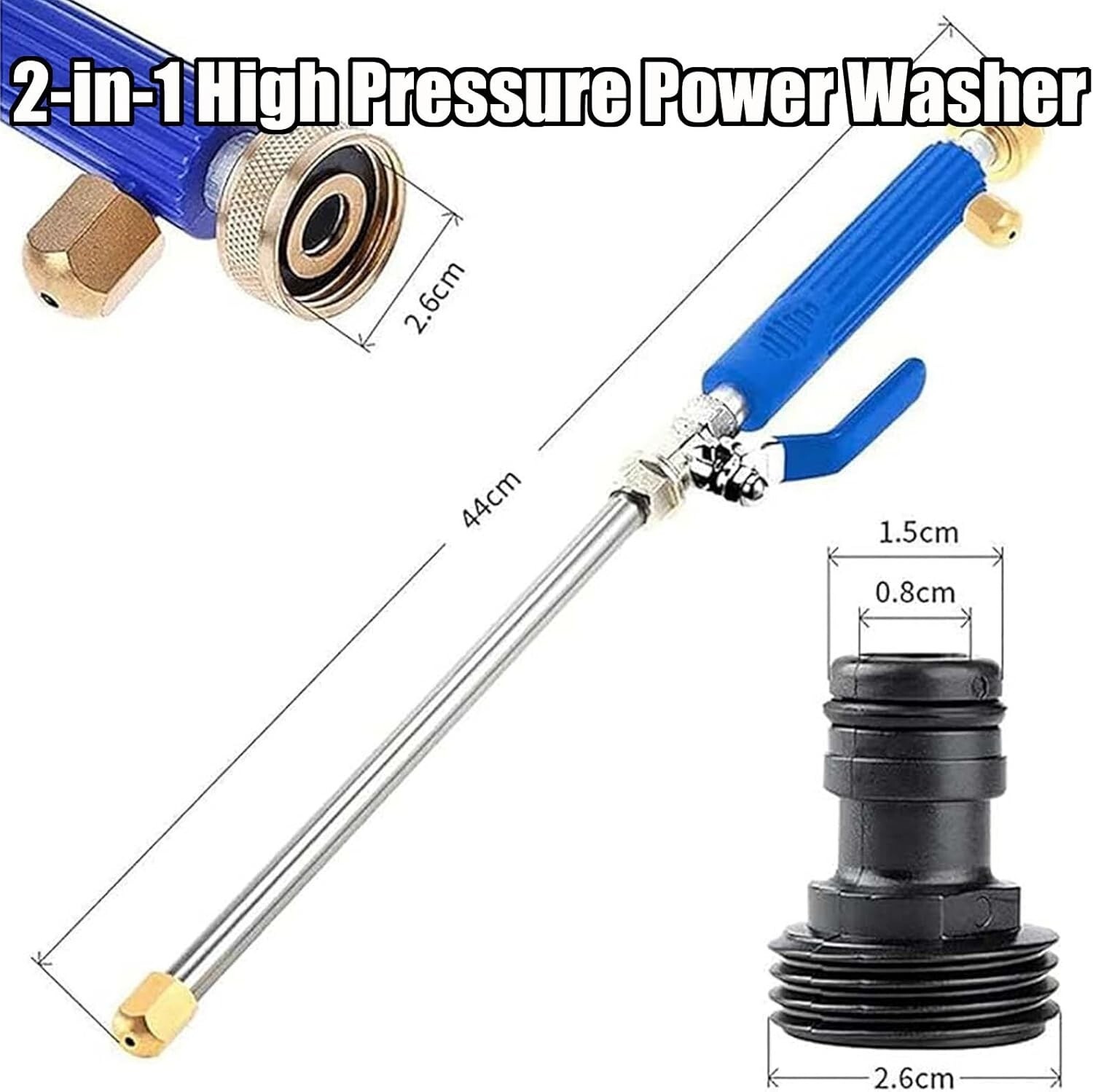 Hydro Jet High Pressure Power Washer Water Spray Gun Nozzle For Garden Car Hose