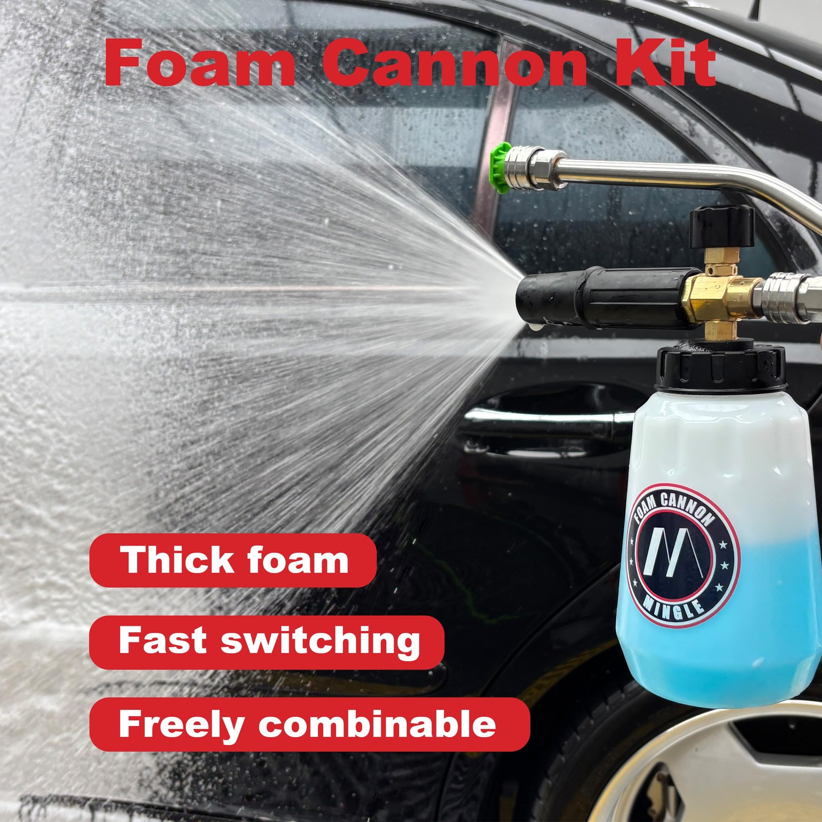 Foam Cannon Dual Connector Accessory for Pressure Washer Kit, Compatible with…