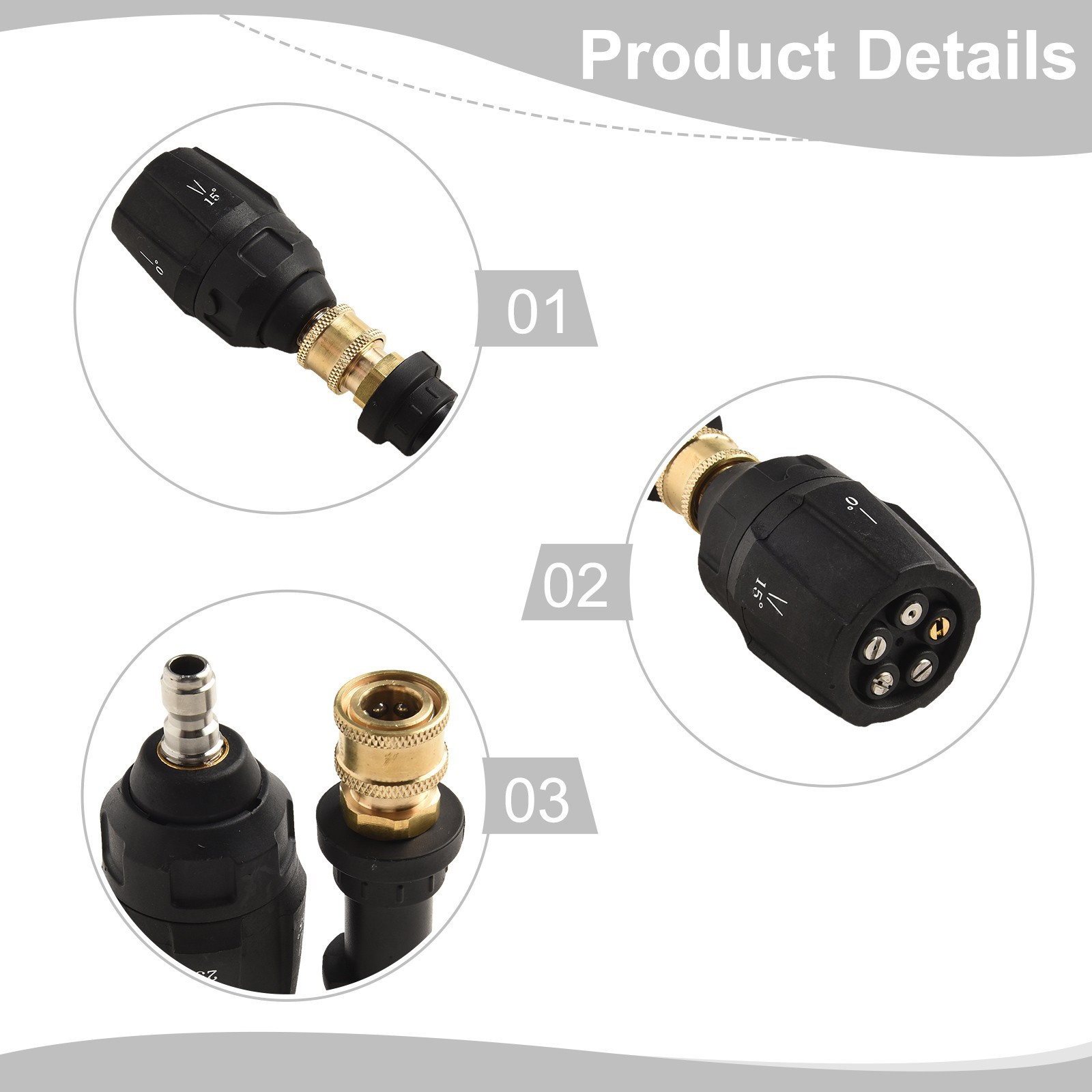 5-in-1 Adjustable Pressure Washer Nozzle 1/4″ Quick Connector For Karcher K2-K7