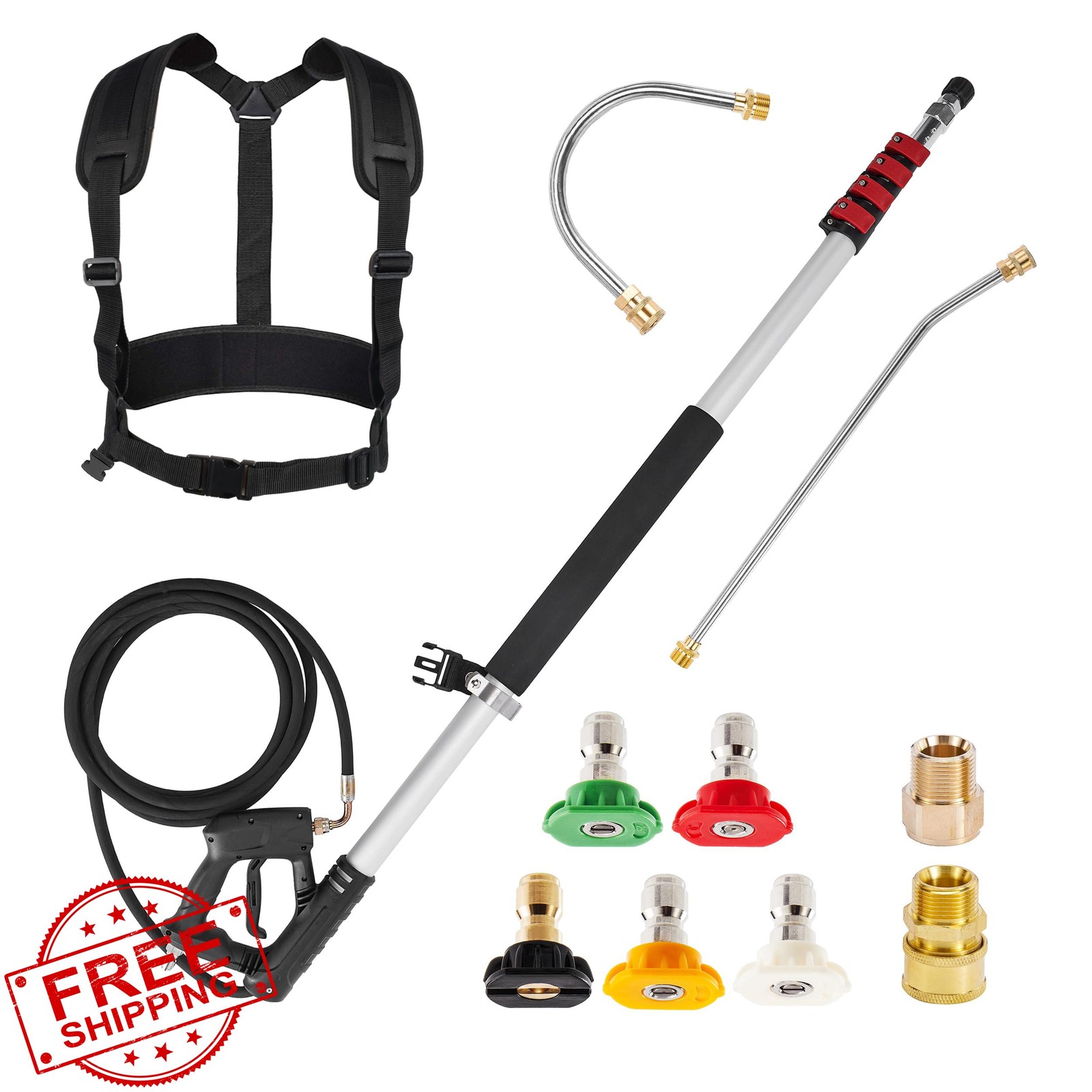 M MINGLE 20ft Telescoping Pressure Washer Wand 4000 PSI Nozzles