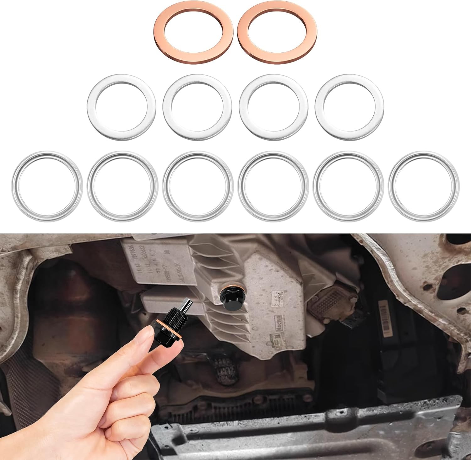 12PCS Differential Transfer Case Crush Washer Gasket Kit, Oil Drain Plug Gasket,