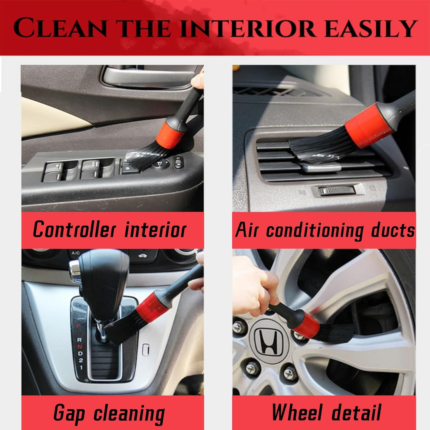 10Pcs Auto Car Detailing Brush Set,Car Interior Cleaning Kit,Including 5Pcs Car