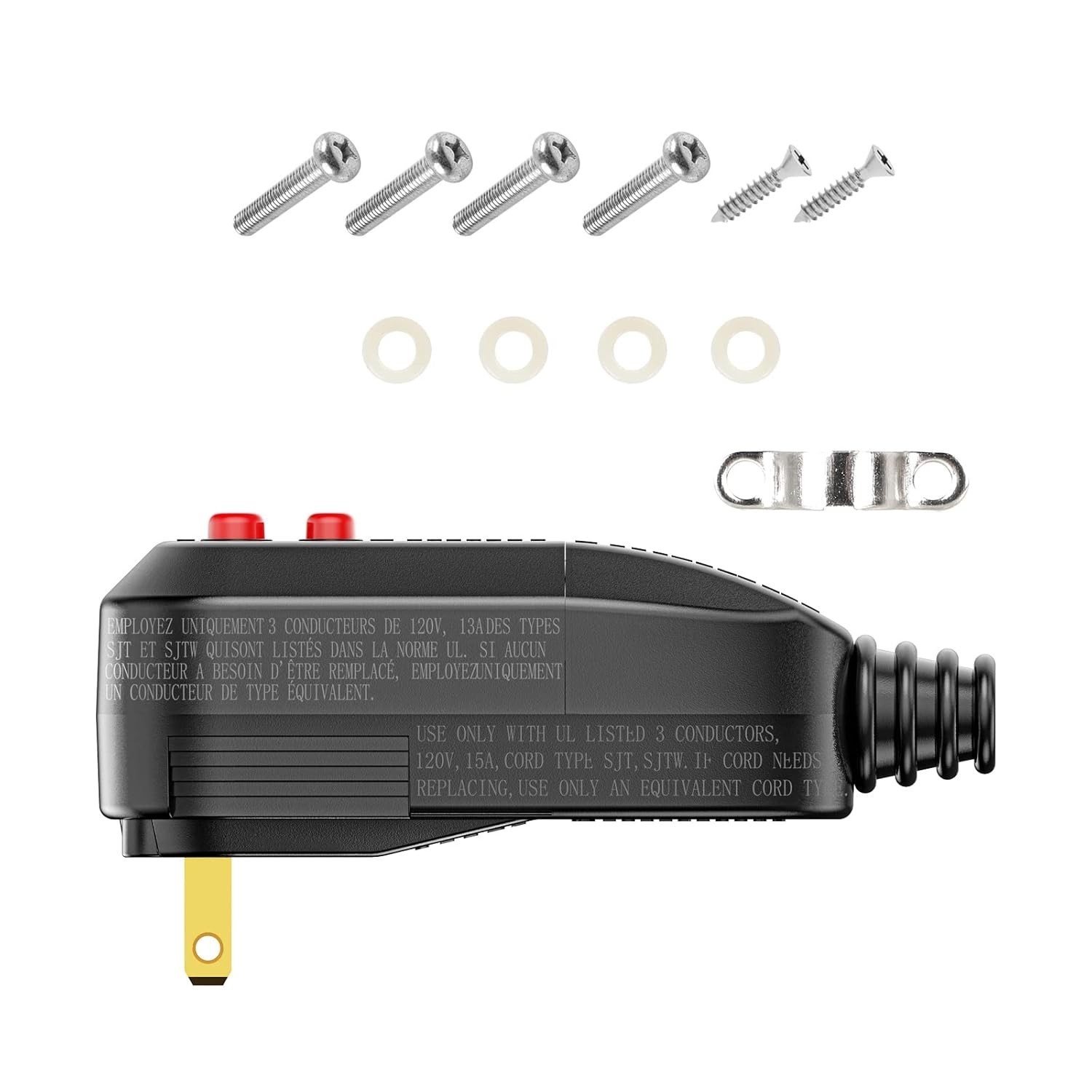 GFCI Replacement Plug Assembly Auto Reset 15A 2 Prong Safety for Appliances
