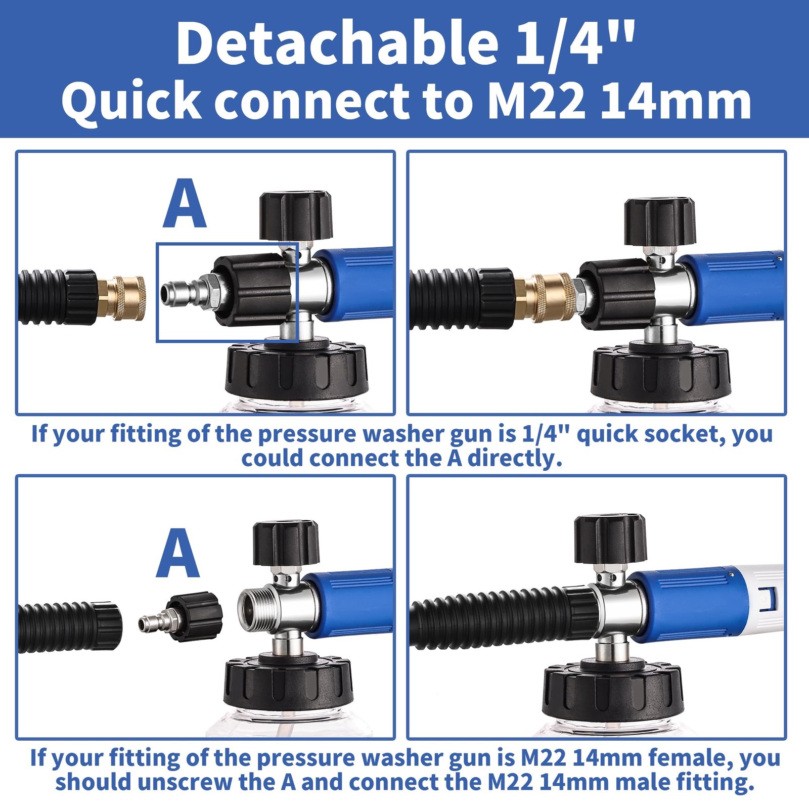 Foam Cannon for Pressure Washer with Dual Connector Accessory, Dual Lance Soa…