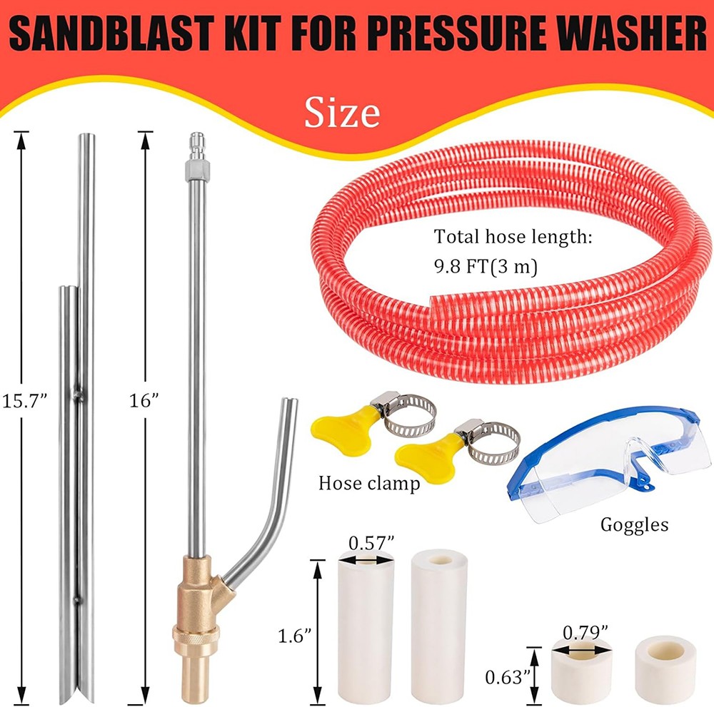 5000 PSI Pressure Washer Sandblasting Kit Wet Abrasive Sand Blaster Attachment