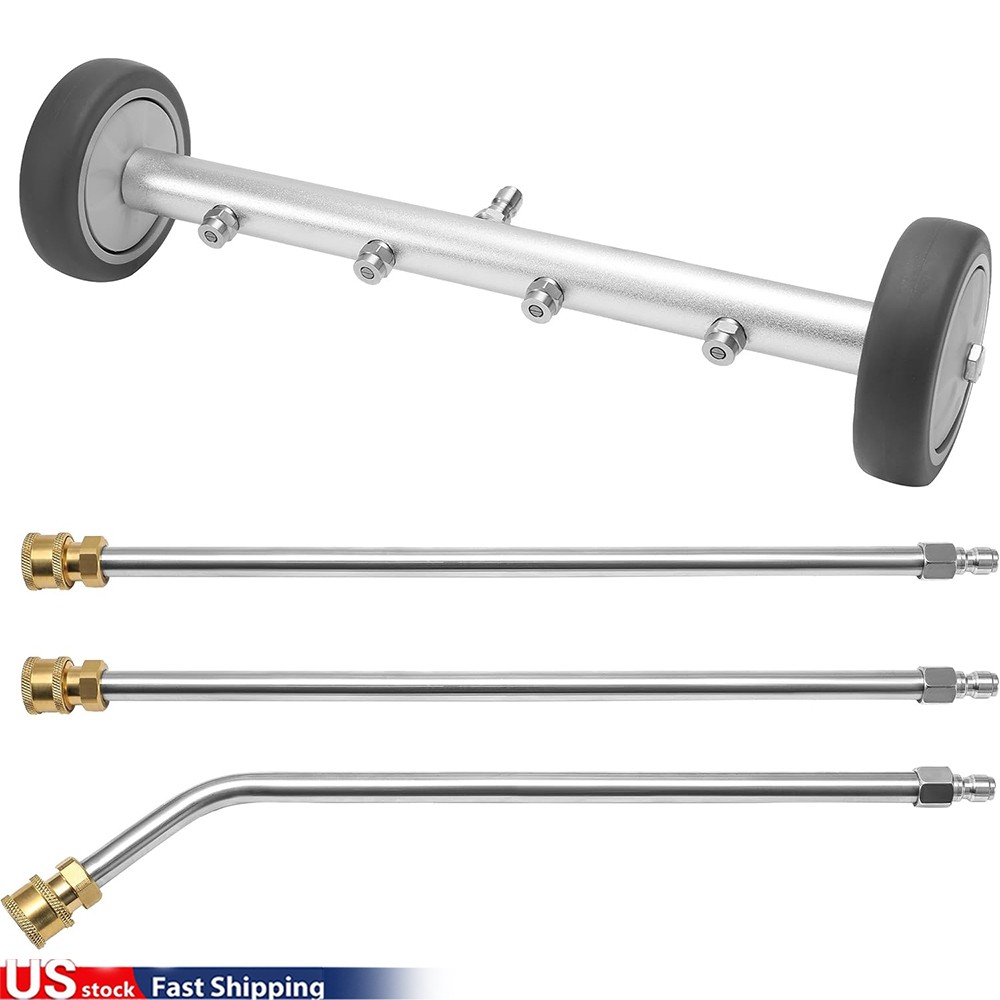 Pressure Washer Undercarriage Cleaner 16″ 4000 PSI Water Broom+3×Extension Rod
