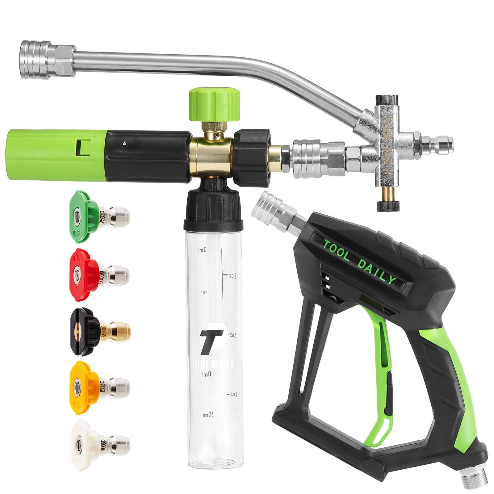 Short Pressure Washer with Mini Foam Cannon, Dual Connector Accessory, 5 Powe…