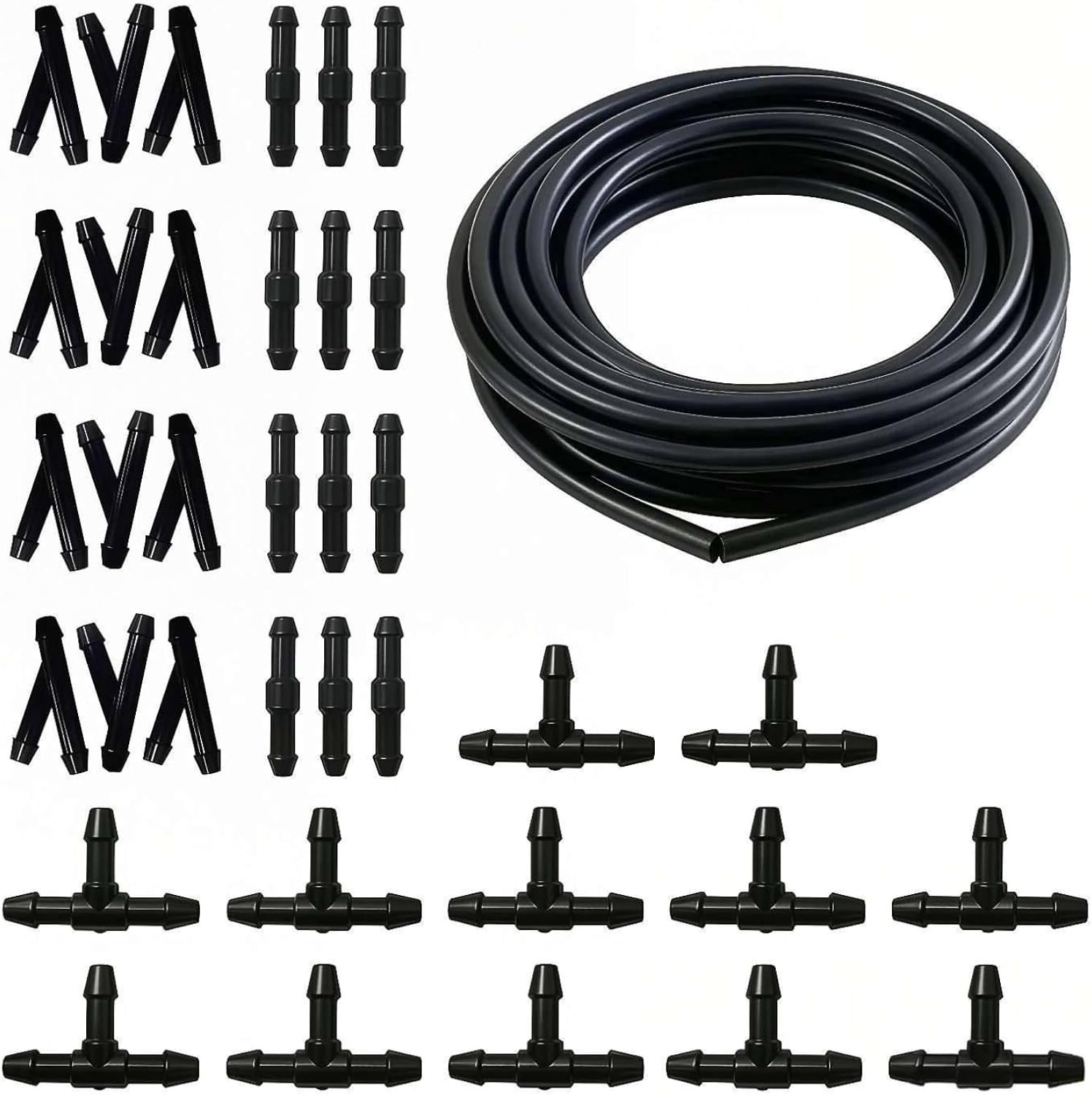 Windshield Washer Hose Kit,4M Rubber Hose with 36 Pcs Leak-Proof Connectors,Fits