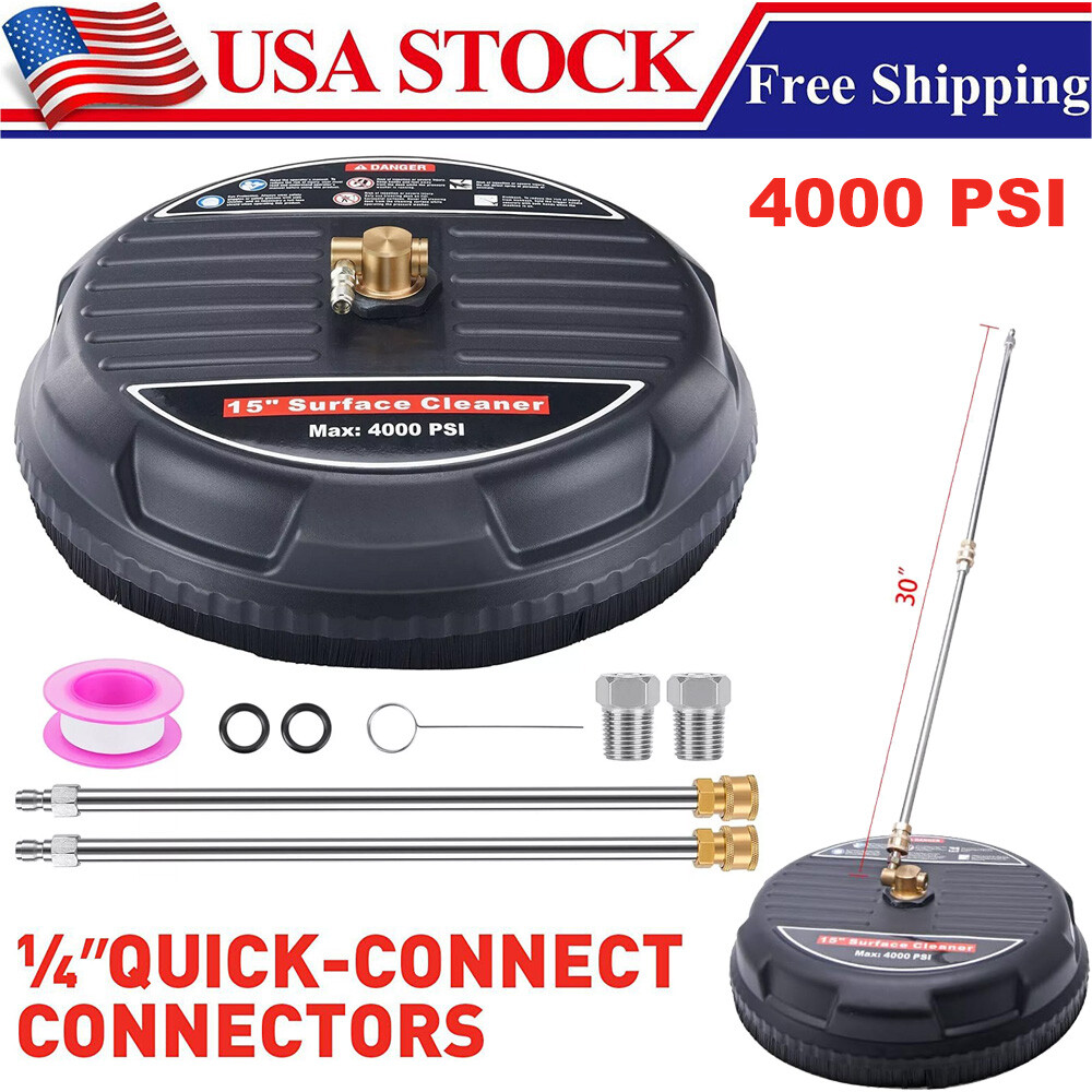 15″ Pressure Washer Surface Cleaner Power Washer Attachment with Extension Wands