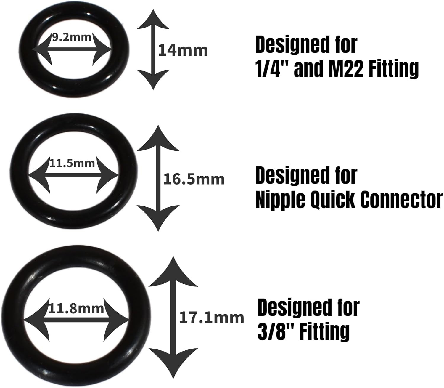 Pressure Power Washer O-Rings Replacement for 1/4 Inch, 3/8 Inch, M22 Quick