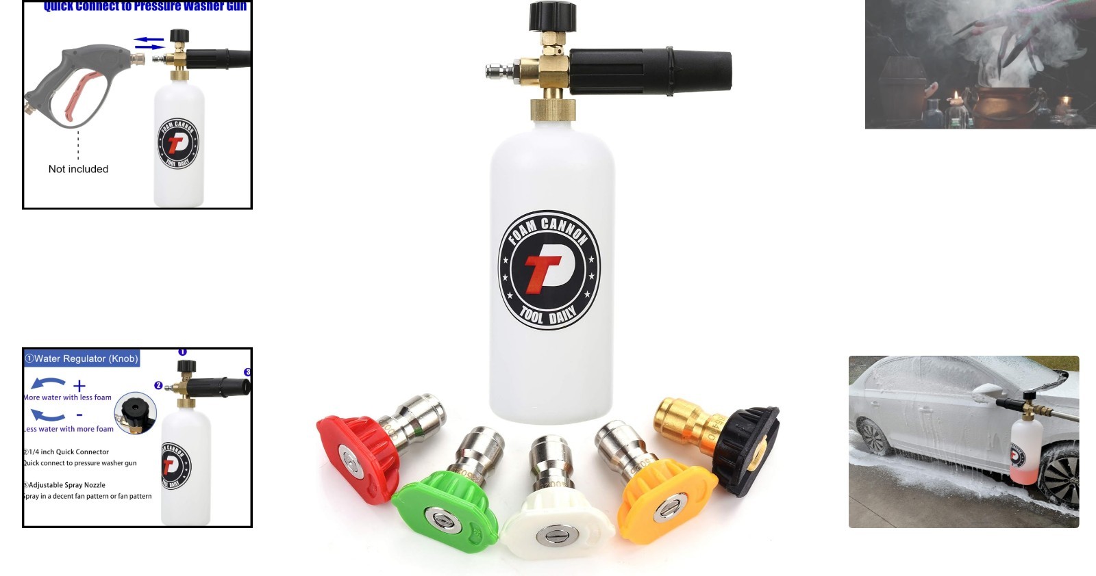 1L Foam Cannon with 5 Nozzle Tips: Effortless Car Wash & Home Cleaning Solution