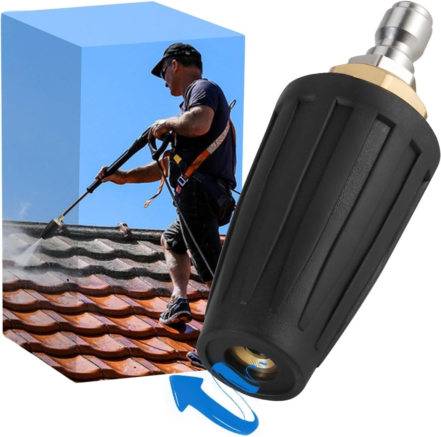 4000 PSI Turbo Pressure Washer Nozzle with Ceramic Core & 360° Rotation