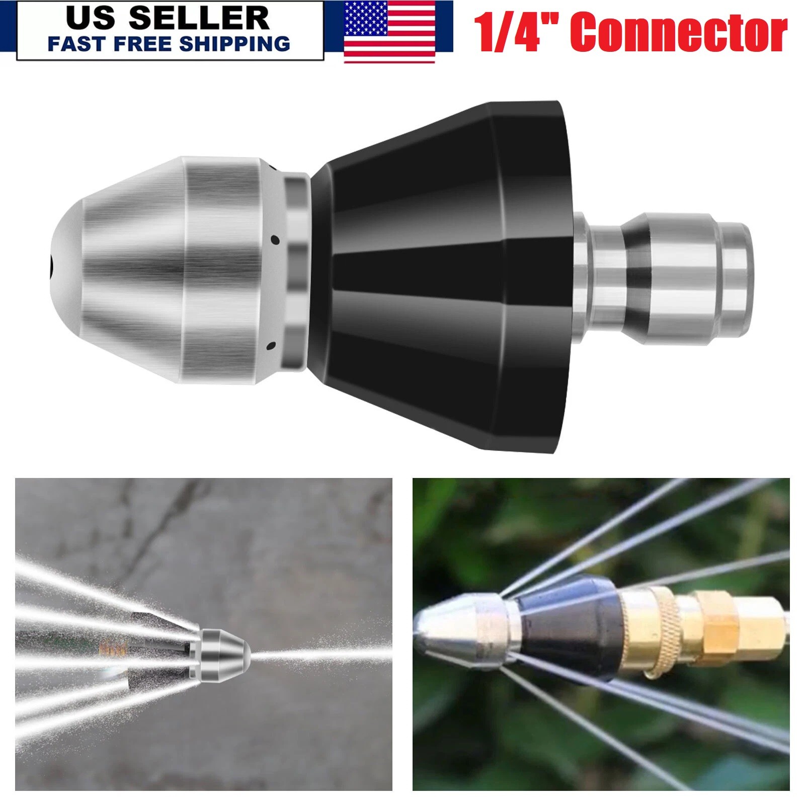 3Pcs 1/4 High-Pressure Drain Nozzle Sewer Pipe Cleaner Pressure Washer Tools USA
