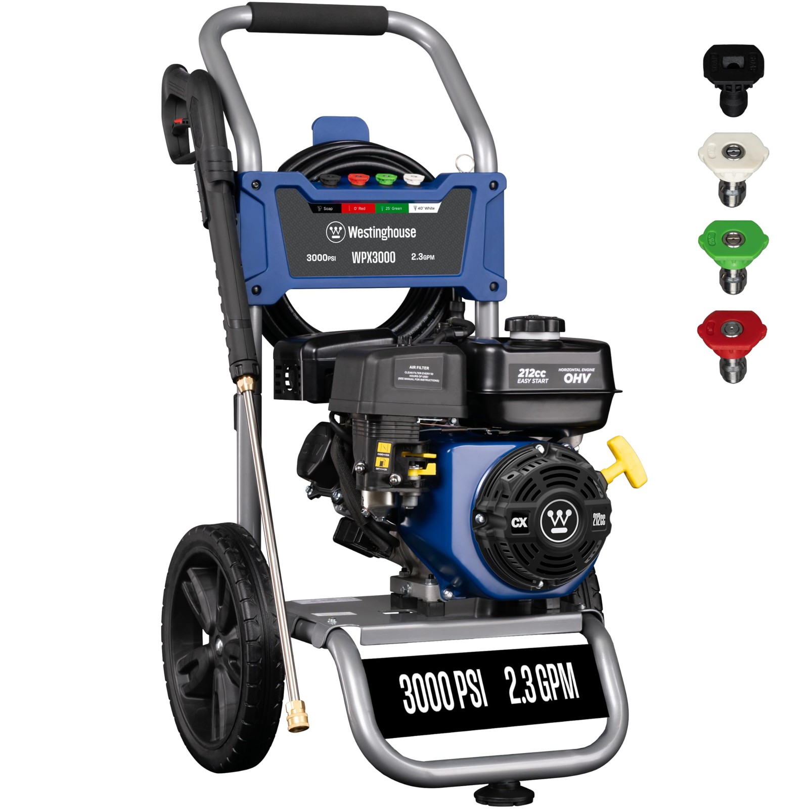 BLUE – WESTINGHOUSE WPX3000 GAS PRESSURE WASHER 3000 PSI AND 2.3 GPM