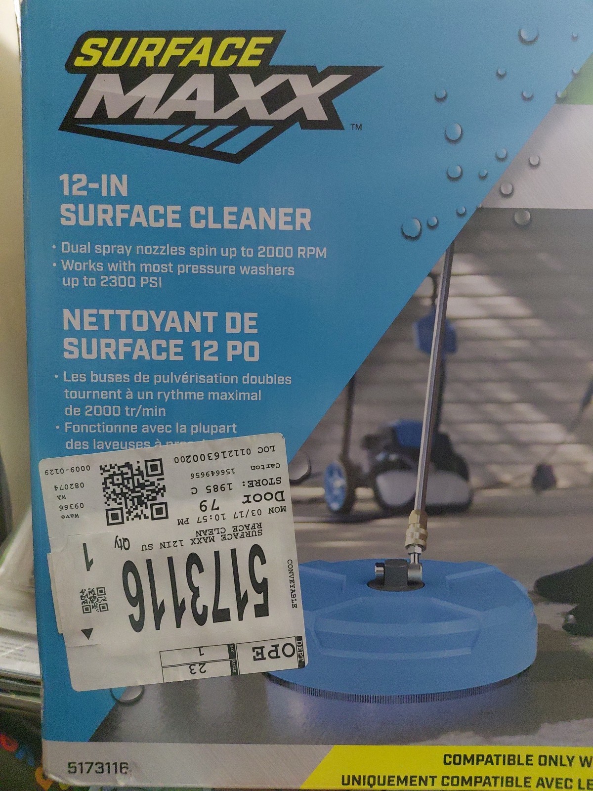 Surfacemaxx 12-in Surface Cleaner 2300Max PSI #5173116 Model #SGY-PWA201 NEW