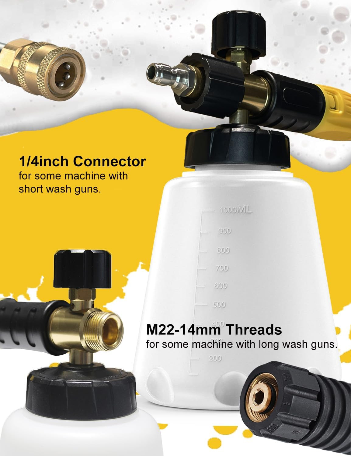Foam Cannon with Pressure Washer Tips and Nozzle Holder, 4000PSI Car Soap Dispen