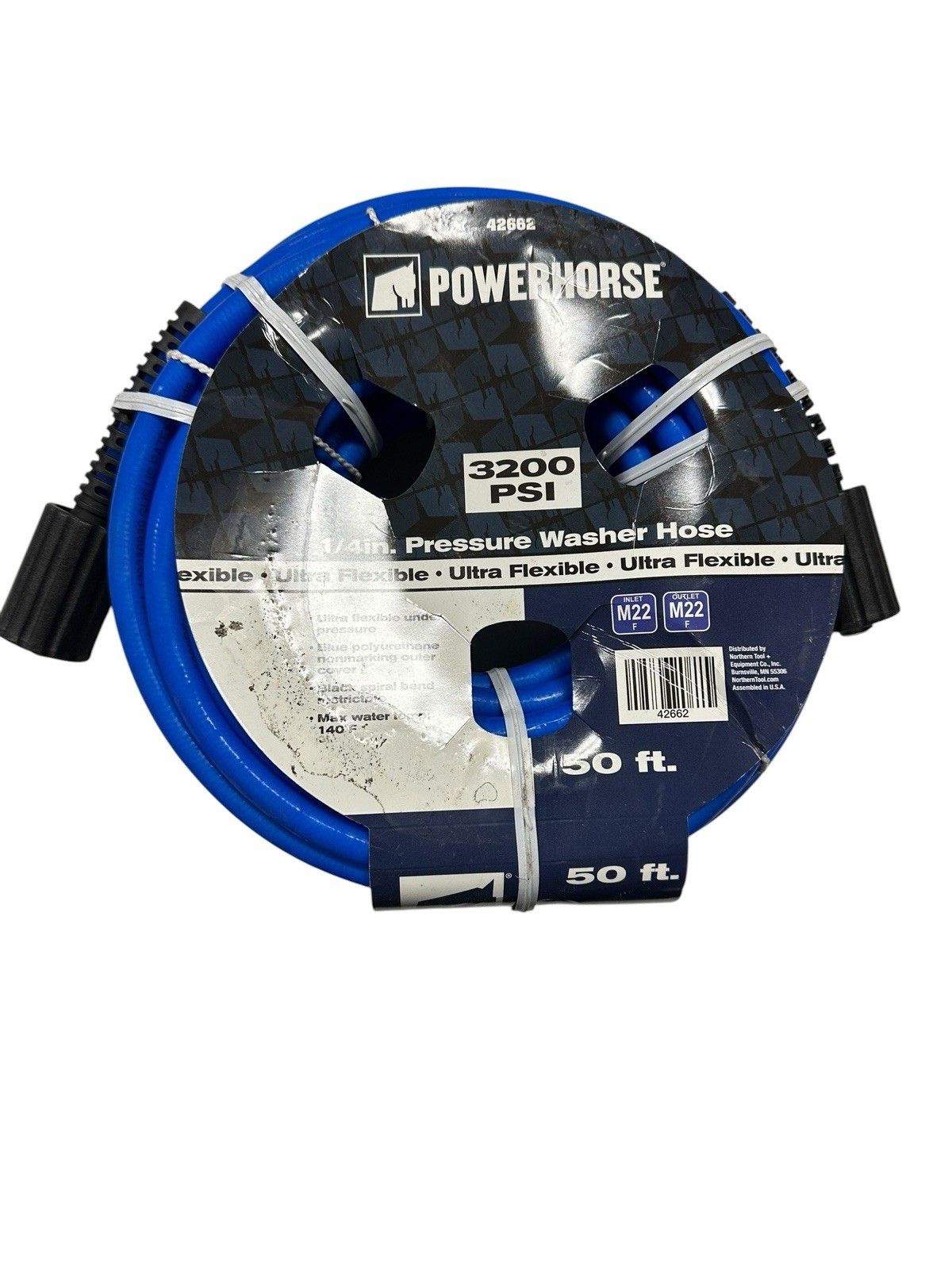 Powerhorse 42662, Ultra Flex Pressure Washer Hose, 1/4in. x 50ft., 3200 PSI NEW