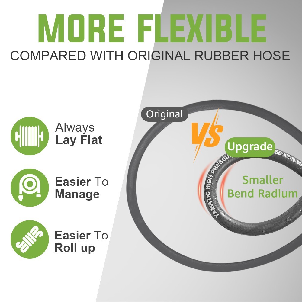 YAMATIC 4200 psi Pressure Washer Hose for Hot Water 1/4″ Swivel Rubber Hose