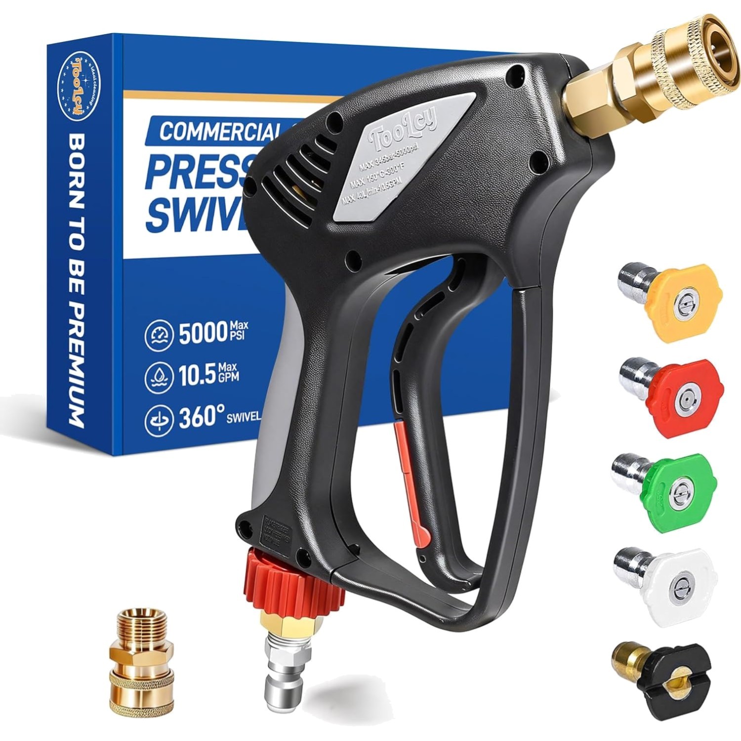 Compact 5000 PSI Pressure Washer Gun with 5 Nozzle Tips – Superior Cleaning Tool
