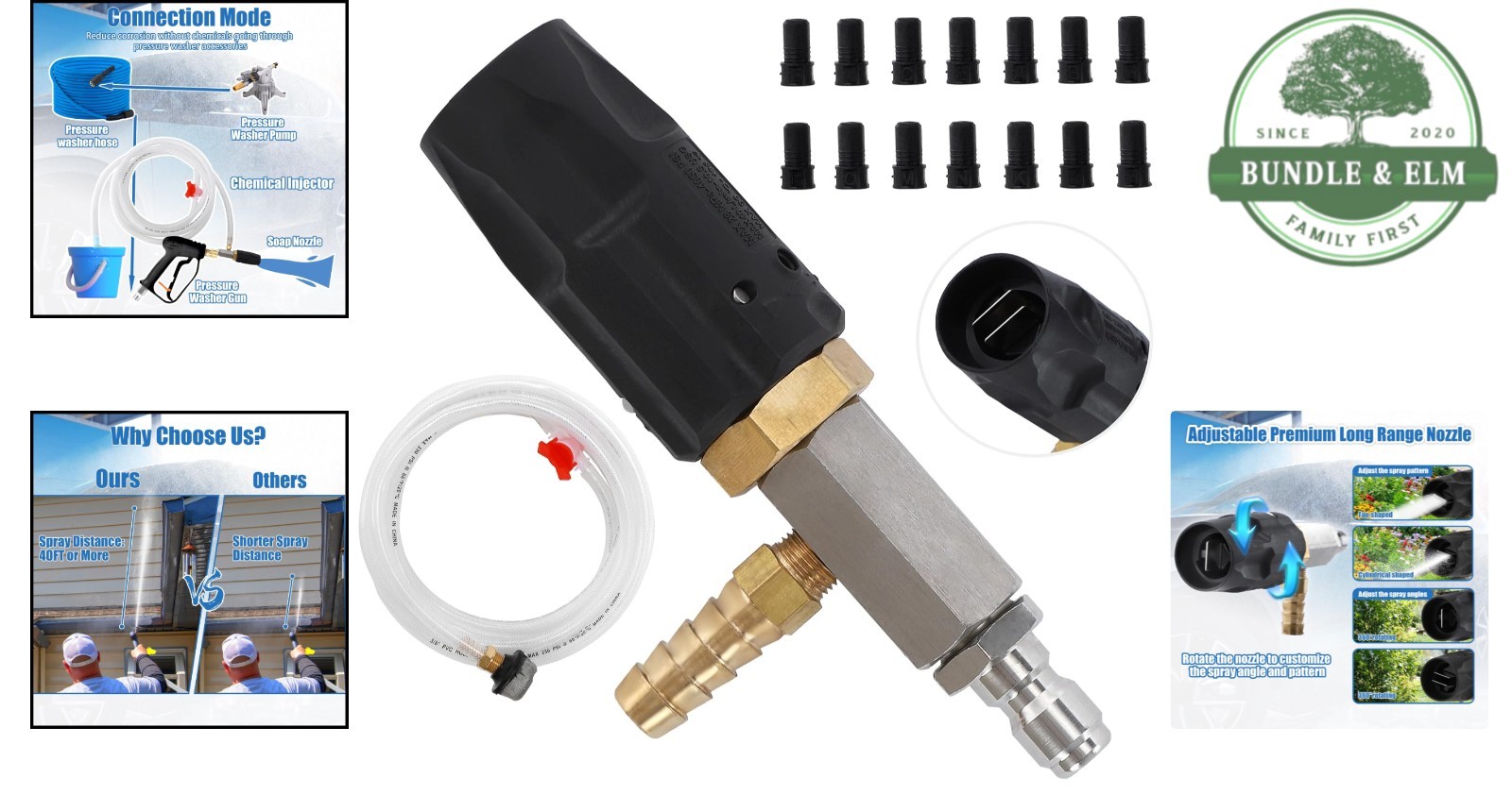 Adjustable Downstream Injector Kit for Pressure Washer – Long Range Nozzle