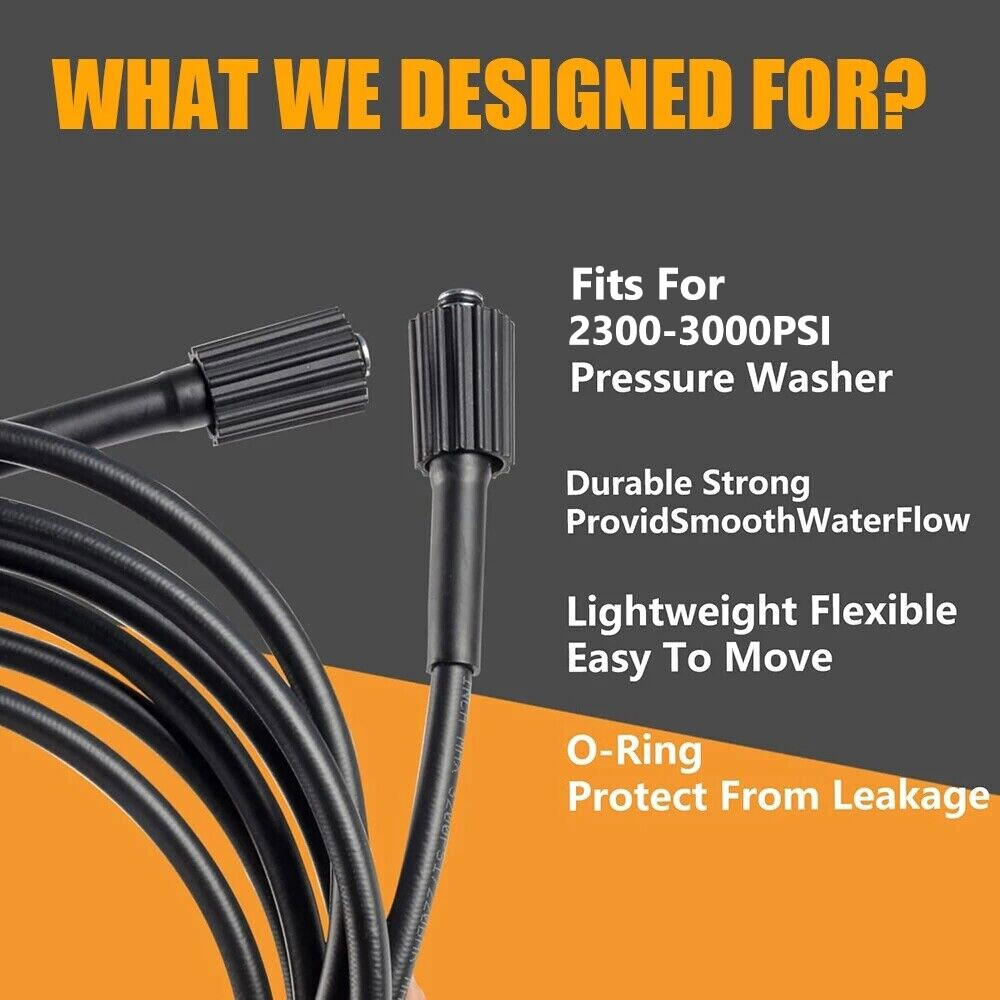 30- 66FT x 1/4 Inch High Pressure Washer Replacement Hose Flexible – M22 14MM