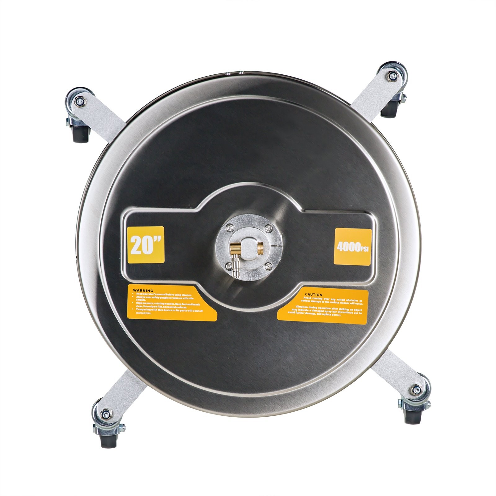 20″ 4000 PSI Pressure Washer Surface Cleaner Stainless Steel w/ 4 Wheels Sliver