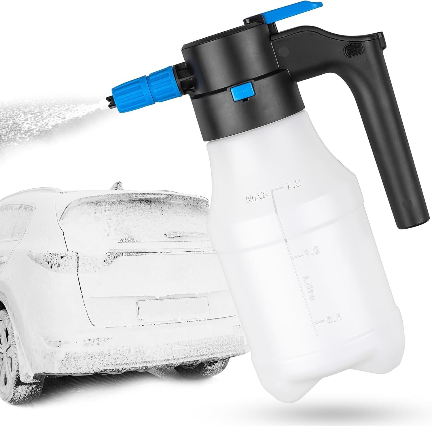 Electric Car Foam Sprayer 1.5L, for Wash with USB white+blue
