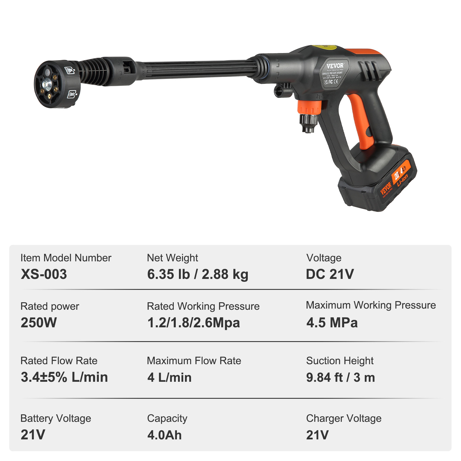 VEVOR High Pressure Cordless Washer Cleaner Portable Water Spray Car Gun 652 PSI