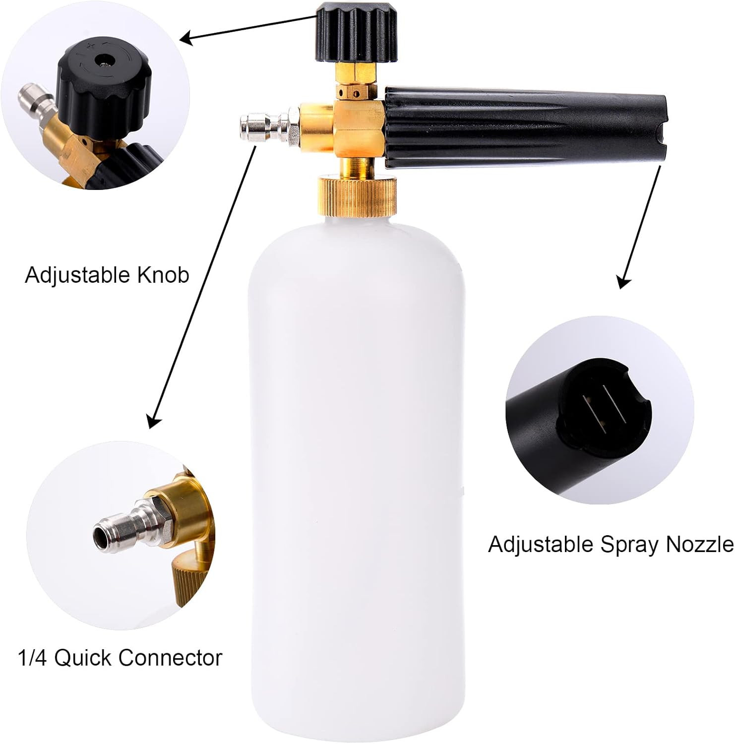 Foam Cannon, Car Wash Pressure Washer Jet Wash 1/4″ Quick Connector Adjustable S