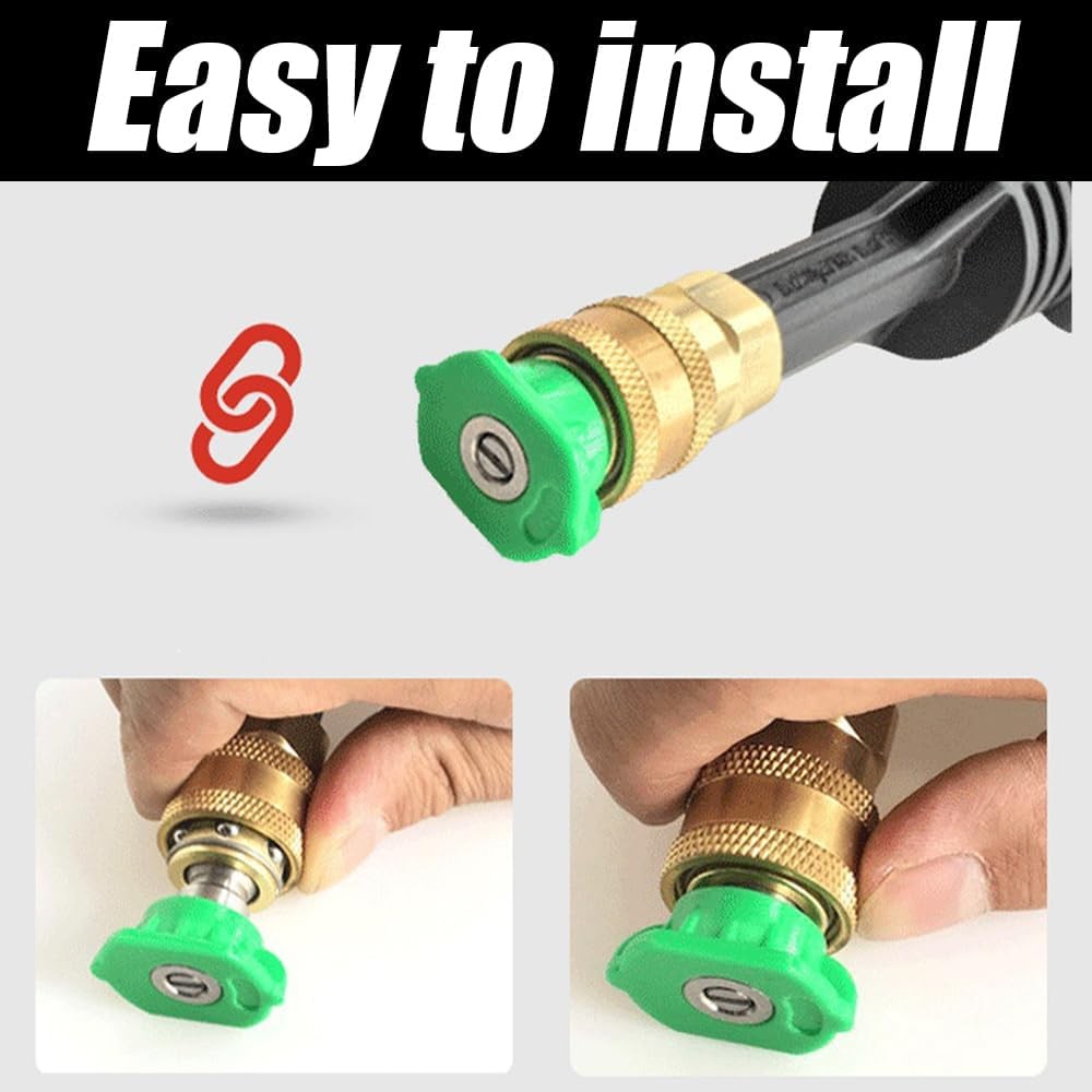 5-Pack 25-Degree Pressure Washer Spray Nozzle Tips 1/4″ Quick Connect Green